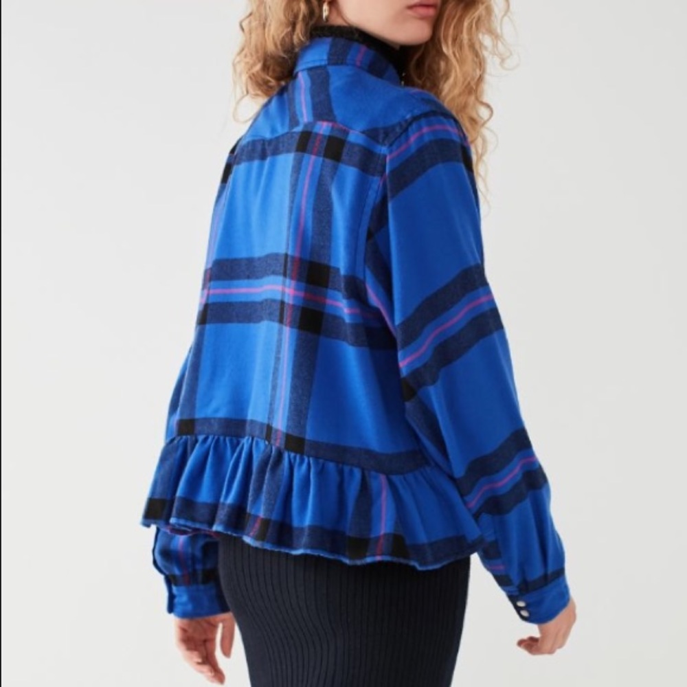 UO Button-Down Peplum Flannel Top